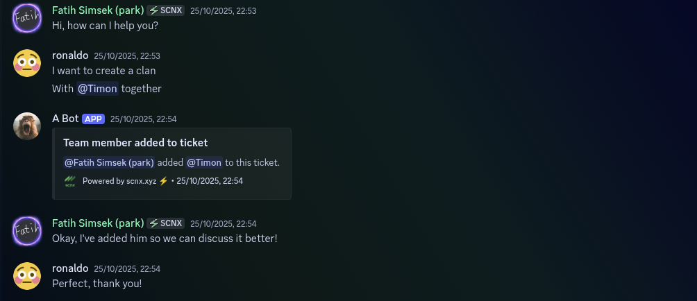 Uno screenshot che mostra come aggiungere un altro utente a un ticket